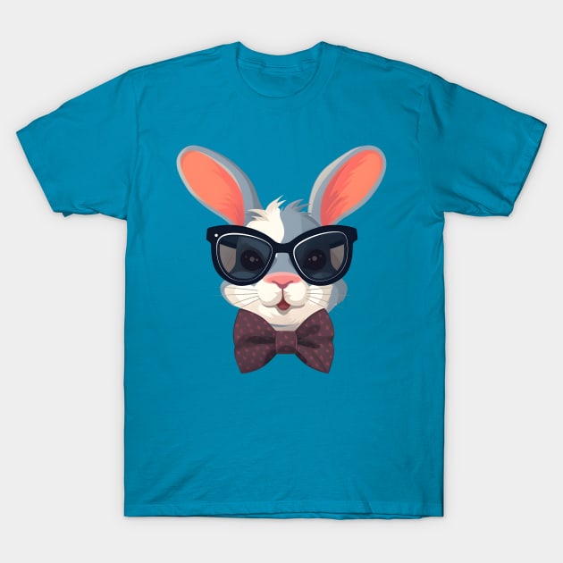 Dapper Bunny in a Bow Tie and Sunglasses T-Shirt by ObscureDesigns